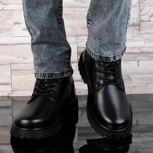 Зимние мужские ботинки на шнуровке, плюш, британский стиль, высокие, вельветовые, с хлопковой подкладкой, мужские армейские ботинки из коровьей кожи размера плюс 65 63 68 51