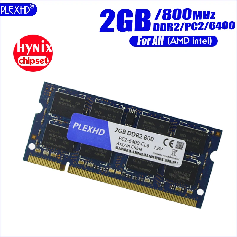 Память ноутбука PLEXHD 2G 2GB DDR2 pc2 6400 800Mhz 2RX8 2G pc2-6400S ddr2 800 MHZ 200pin(чипсет hynix