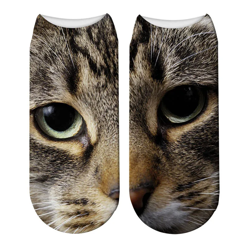 Новые кавайные носки с 3D принтом кошачьей мордочки модные короткие носки унисекс с рисунком кота Meias Feminina Harajuku Забавный носок с низкой лодыжкой