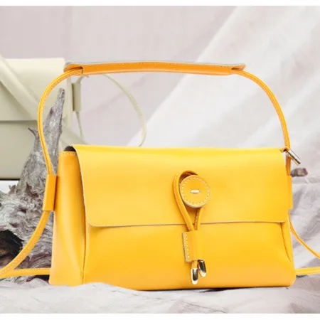 Весенняя модная маленькая однотонная женская сумка из натуральной воловьей кожи, сумка через плечо, женская сумка, 24*15*10 см - Цвет: Золотой