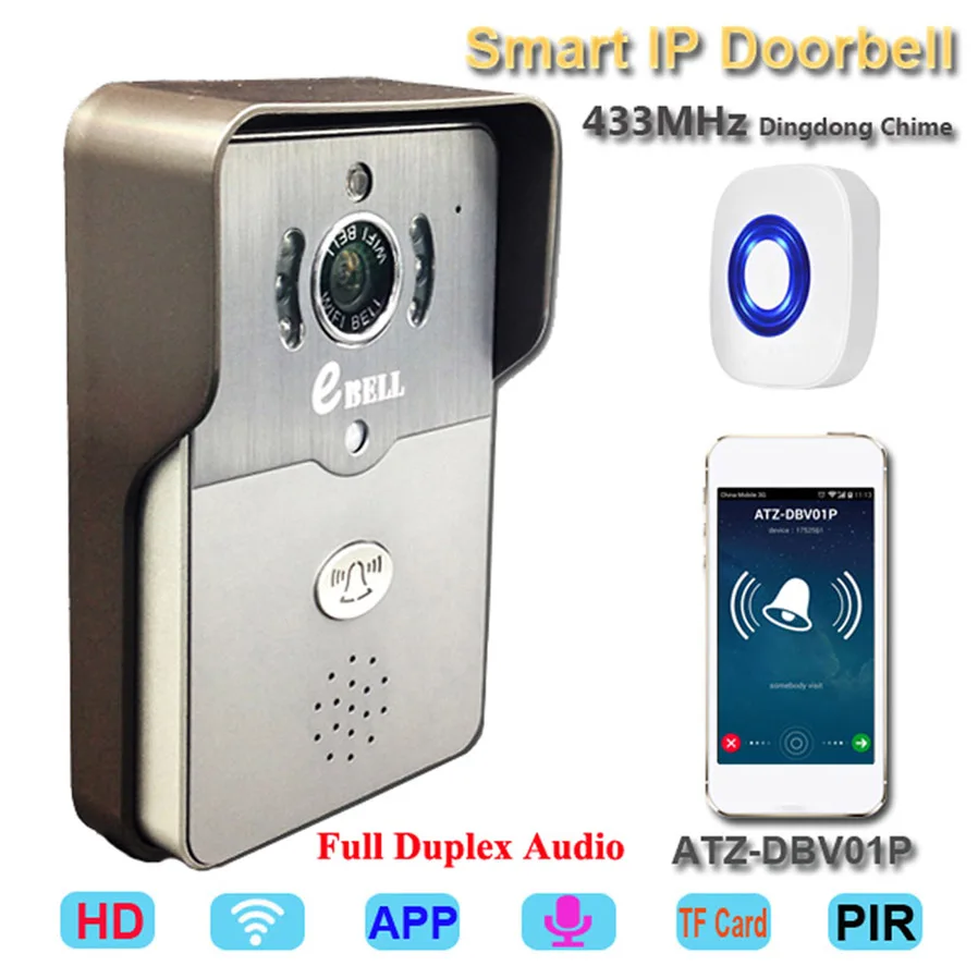 Motion Detection WIFI Video Door Phone 433Mhz Indoor Bell Wireless IP Doorbell