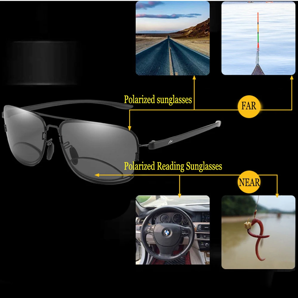 Бифокальные поляризованные солнцезащитные очки для чтения+ 0,75+ 1+ 1,5+ 1,75 до+ 3,75 см. Близкие и дальние Ретро пилот большая оправа поляризованные солнцезащитные очки