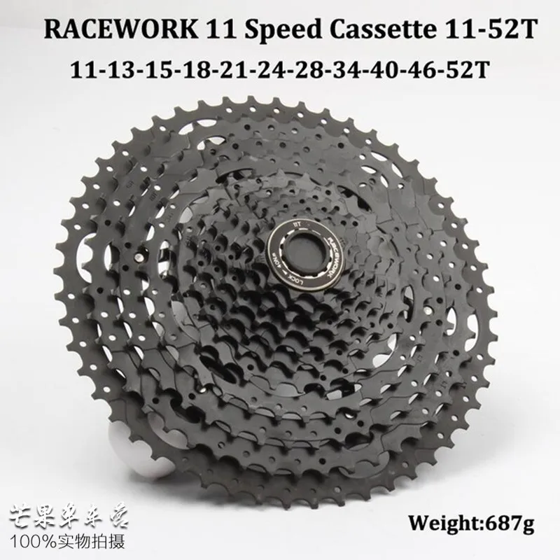 11s 11-52T black RACEWORK 11-42 11-46; 11-50 т 11-52T 10/11/12 Скорость горы mtb велосипед Кассетный Маховик - Цвет: 11s 11-52T black