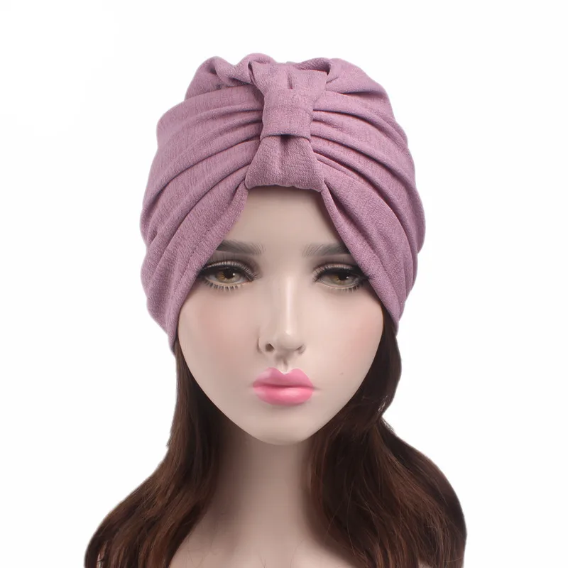 Muslim Women Ruffle Bowknot Cotton Turban Hat Scarf Bandanas Cancer Chemo Beanies Headwear Head Wrap Cap Hair Loss Accessories