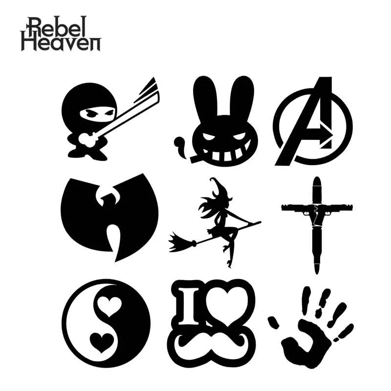 Rebel Heaven Funny Car Sticker JDM PALM Tank Shooting Bullet Gun I LOVE MUSTACHES Yin Yang Vinyl Decal Assessoires | Автомобили и