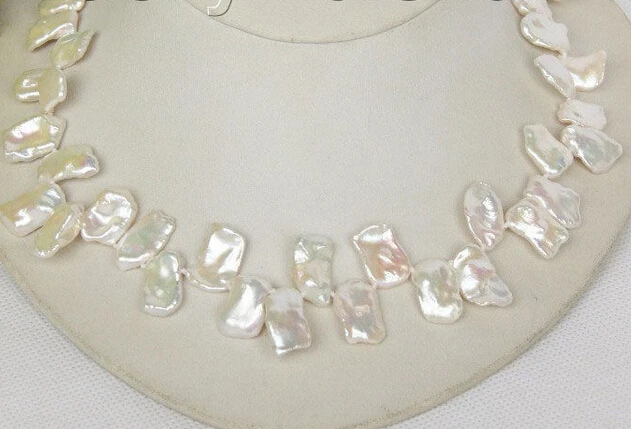 

Hot sale natural 16" 15mm baroque white Reborn keshi pearls necklace