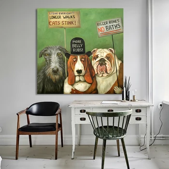 

HDARTISAN Wall Art Dogs On Strike Animal Oil Painting Acrylic on Canvas Prints for Living Room Home Decoration No Framed