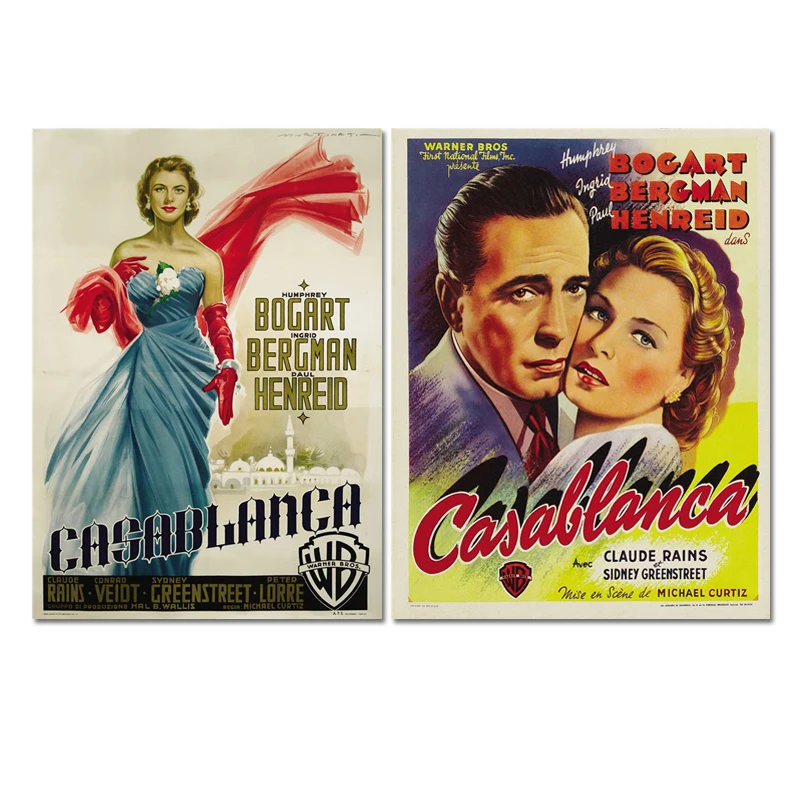 

Casablanca Poster Classic Movie Poster Silk Cloth Old RETRO Decorative Pictures For Room Wall Decor 12x16"/30x40cm No Frame