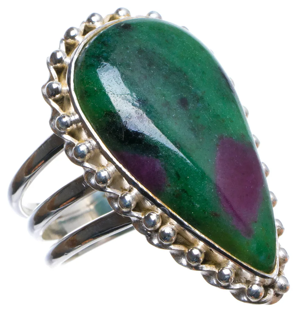 

Natural Ruby Zoisite Handmade Unique 925 Sterling Silver Ring, US size 6 X2950