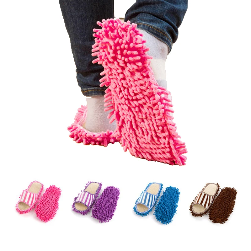 Floor Dust Cleaning Slippers Mop Wipe Shoes Wigs House Home Cloth Clean