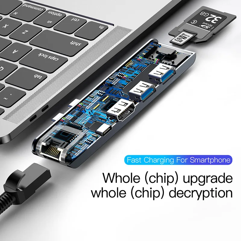 Концентратор Baseus с двумя портами USB 3 0 для Macbook Pro C концентратор HDMI 4K TF SD кардридер