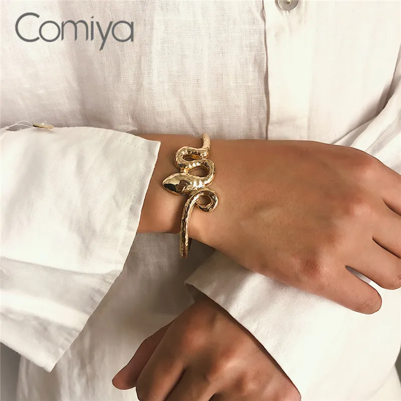 

Comiya Bracelets India Jewelry Korean Bracelet Open Arm Gold Silver Color Zinc Alloy Snake Accessoreis Pulseiras Mujer Indian