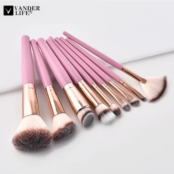 

VANDERLIFE New 9Pcs Makeup Brushes Set Oblique Powder Blush Flat Head Flame Makeup Brush Cosmetics Tools Kits Pincel Maquiagem