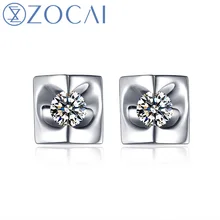 ZOCAI ангел поцелуй серьги 0,16 КТ Сертифицированный серьги-гвоздики с бриллиантами из белого золота 18 карат E00009