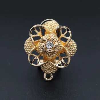 

Metal Clip Earring Post with Loop Hanger 19mm Hollow Flower Paved Rhinestone DIY Findings for Pearls Stud Earrings Retro Jewelry