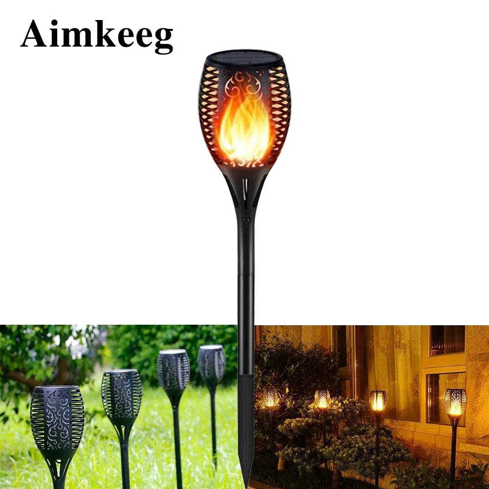 

Aimkeeg IP65 Waterproof 96 LEDs Solar Flame Flickering Lamp Torch Light OFF/ON Button Outdoor Decoration Garden Lawn Light