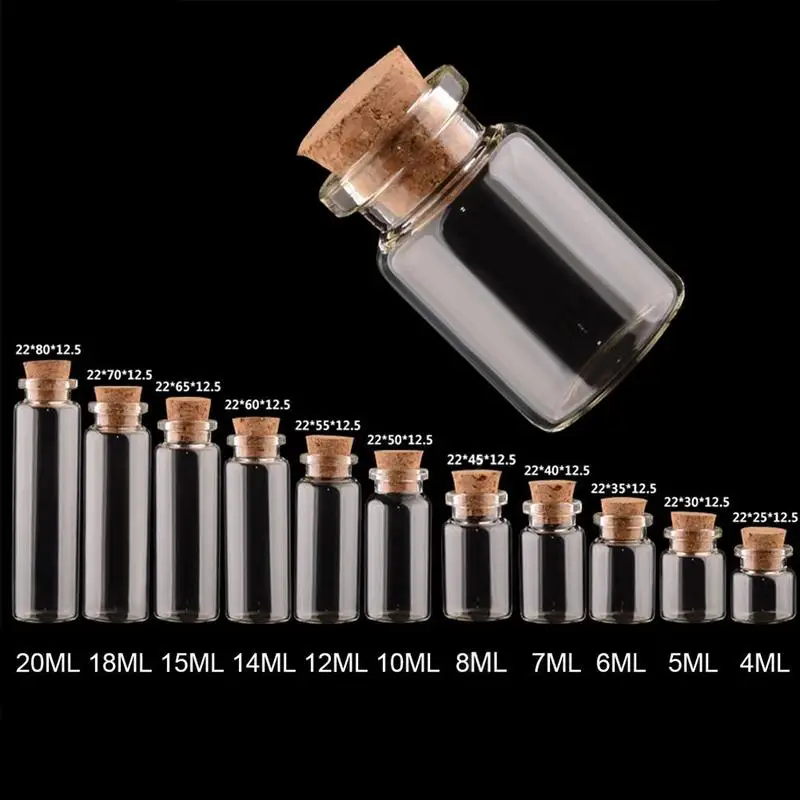 

5pcs/lot Transparent Cork Bottle Mini Mason Jar Message Vials DIY Wish Bottle Small Glass Jars Cork Stopper Ornaments