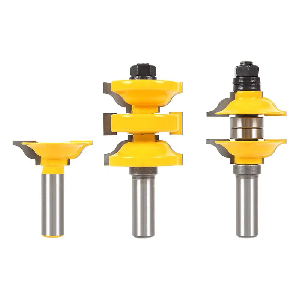 

3pcs Molding Router Bit Door Frame One-Step Solid Woodworking Milling Cutter Set For MDF Solid Wood