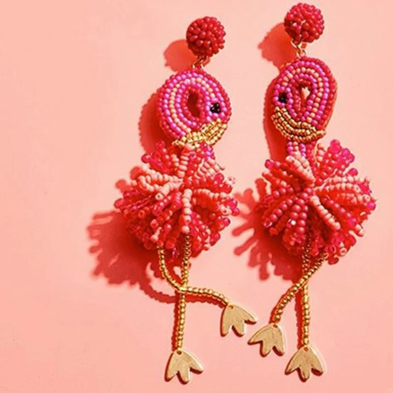 

Dvacaman Boho New Red Fantasia Bird Beads Long Drop Earrings Women Wedding Gifts Fashion Resin Tassel Earrings Statement Jewelry