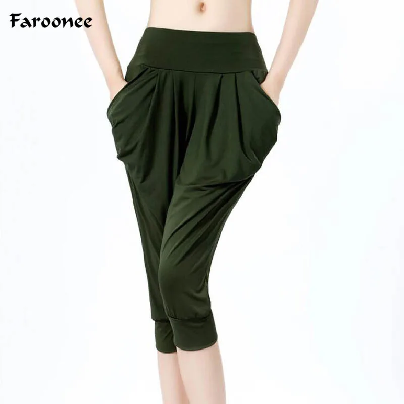 

Women Ice Silk Pants Thin Trousers Solid Color Pants & Capris Harem Trousers Women Calf Length Elastic Waist Casual Pant