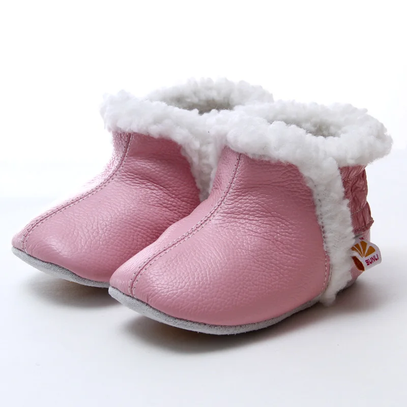 Leather Baby Boots for Girl Pink Baby Winter Boots Toddler Booties