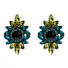 LUBOV, красочный акриловый кристаллический камень, серьги-гвоздики с большими глазами, круглые стразы, инкрустированные серьги для пирсинга, женские вечерние ювелирные украшения