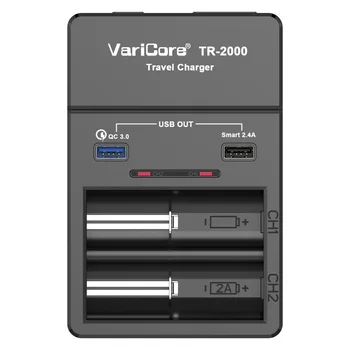 

2018 VariCore TR-2000 e-cigarette charger Quick Charge 18650 26650 AA batteries AAA QC3.0/USB 5V mobile devices Battery Charger