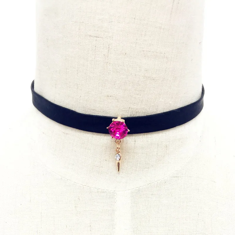 Новая мода ювелирные изделия кристалл с кожей колье ожерелье смешанный цвет подарок для женщин девушки N1801 - Окраска металла: red