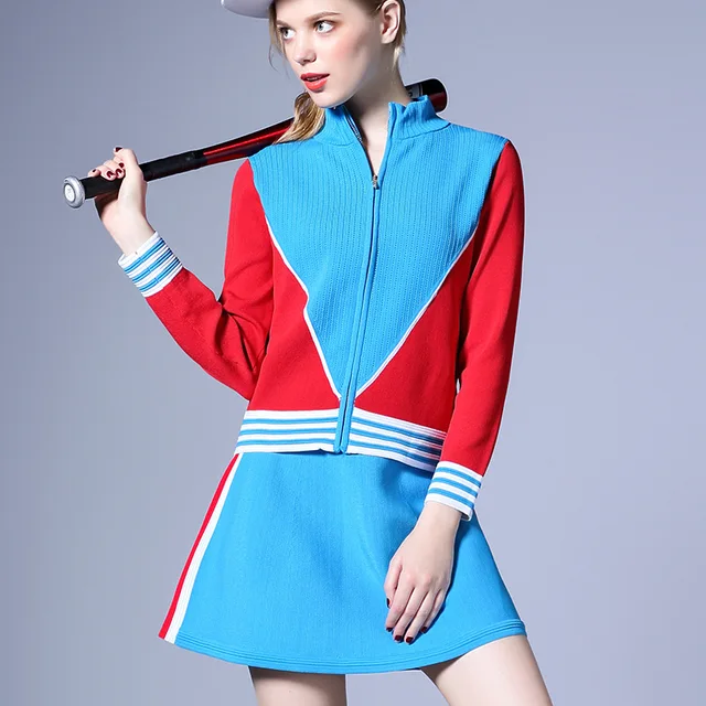 Special Price French Fashion Runway 2018 Spring New V-colored Long-sleeved Knitting Shirt A Character Skirt Two-piece Suit Sets for Women Special Price French Fashion Runway 2018 Spring New V-colored Long-sleeved Knitting Shirt A Character Skirt Two-piece Suit Sets for Women