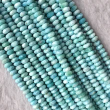 Высокое качество натуральный Синий Ларимар, нарезанный вручную незакрепленный драгоценный камень граненые бусины Рондель 4x7 мм 1" 05719