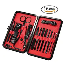 16 в 1 набор из нержавеющей стали для маникюра и педикюра, ножницы для ногтей, набор для ухода за ногтями, чехол 669
