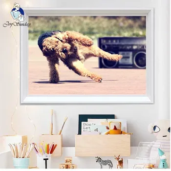 

JOY SUNDAY cross stitch DIY animal painting cross stitch set 11ct 14ct self-portrait dog cross stitch, embroidery set 9