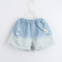 Джинсовые рваные шорты с дырками для маленьких девочек; ; сезон лето; ; Большая одежда; модные штаны с кисточками для девочек;