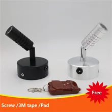 1 Вт/3 Вт подзарядка дистанционного точечного света, пульт дистанционного управления Показать свет, 360 градусов вращающийся, Витринный Шкаф светодиодный аккумулятор прожектор