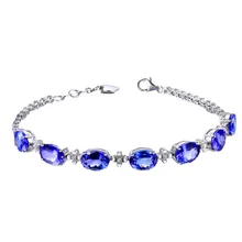 2017 new Chain Link Luxury Bracelets Women Jewelry White Gold Color simulated Blue Crystal bracelets