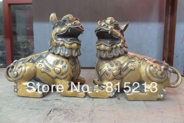 Old Chinese Fengshui Bronze Exorcism Green Dragon Lifelike Statue