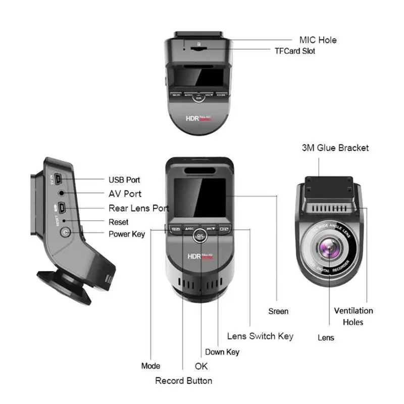 T691C 2 дюймов Видеорегистраторы для автомобилей 4K 2160 P/1080 P FHD Dash Cam 170 градусов с двумя объективами Автомобильный Камера автомобиля Встроенный gps Автомобильные видеорегистраторы зеркало Dashcam