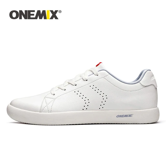 US $33.59 ONEMIX Couple Skateboarding Shoes Women White Flats 2019 New College Style Leather Breathable Men C