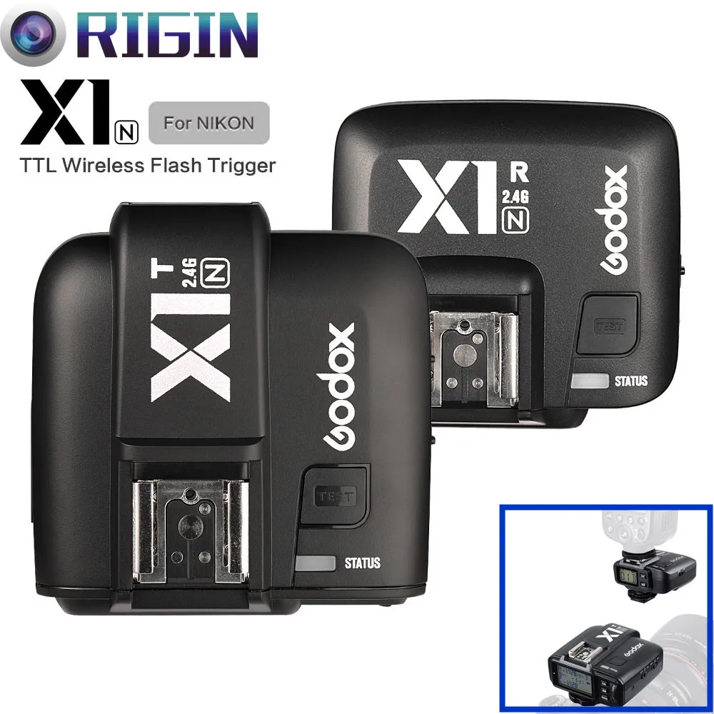 

Godox X1N i-TTL HSS 1/8000s 2.4G Wireless X System Power Control Flash Trigger with screen Transmitter+Receiver Kit For Nikon