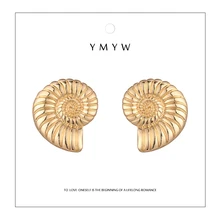 YMYW минималистичные металлические серьги-гвоздики в виде ракушки очаровательные трендовые стильные геометрические золотые серебряные серьги Bijoux для женщин ювелирные изделия