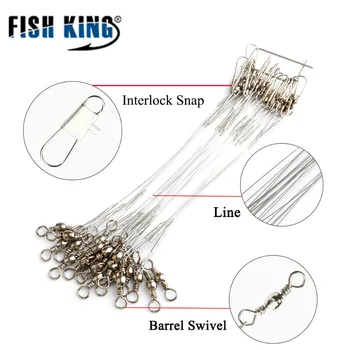 

100pcs Anti-bite Pike Line Fishing Leash 10/15cm 20-40LB Stainless Steel Rolling Swivels Steel Wire Leader Leashes For Fishing
