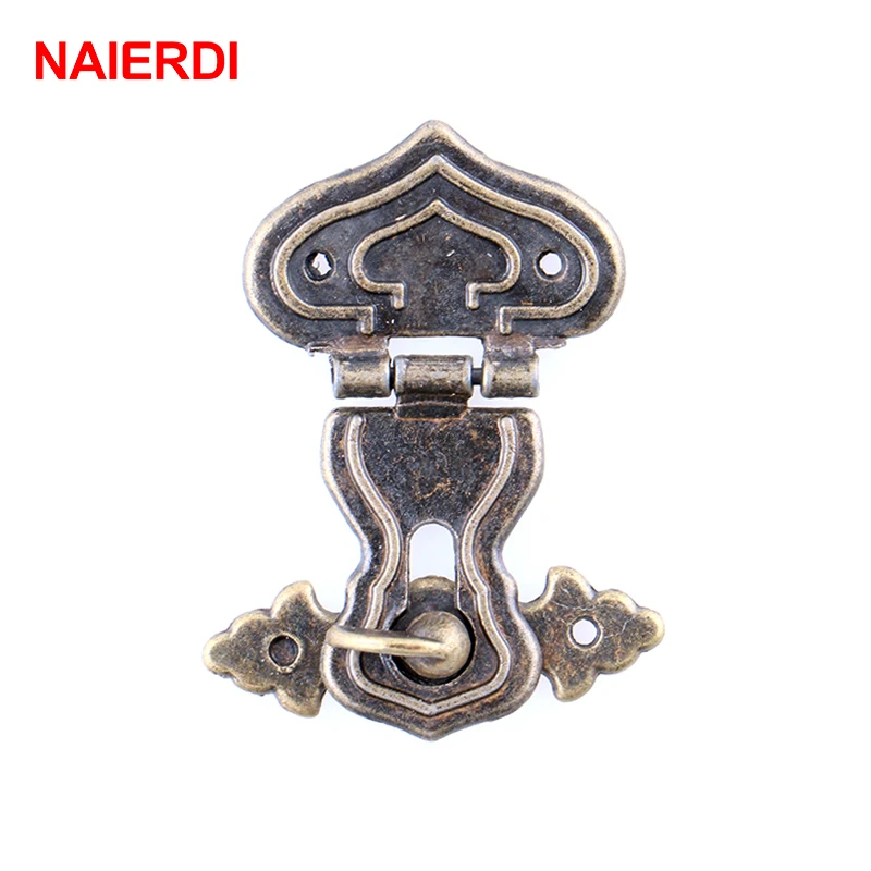 

5PCS NAIERDI Spade Design Antique Bronze Hasp Latch Jewelry Wooden Box Lock Cabinet Buckle Case Locks Handle Hardware