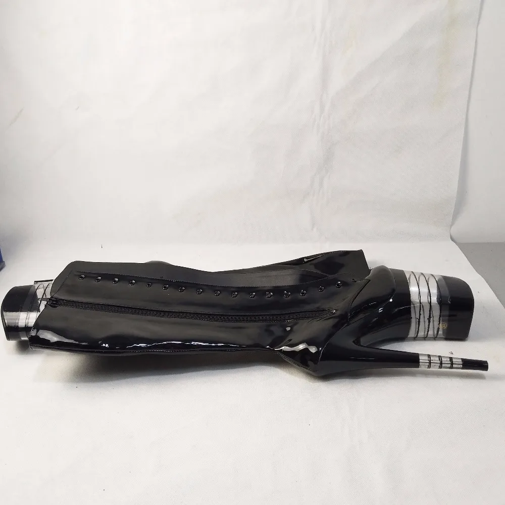 Model 20CM Tall,Sexy Thin Waist With Black Striped Platform, Stage Nightclub Fashion High Boots