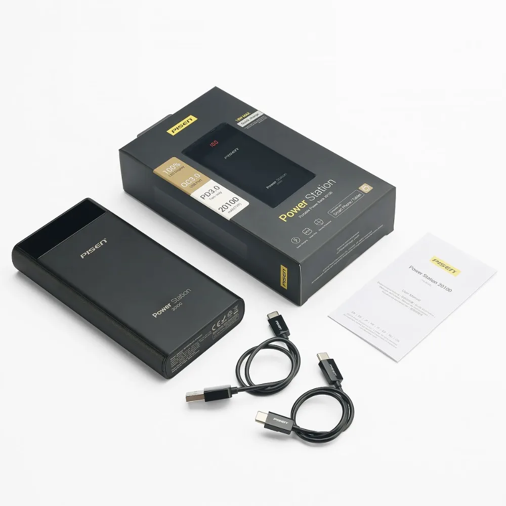 PISEN Quick Charge 3 0 PD power Bank 20100 мАч портативное Внешнее зарядное устройство 2.4A bank