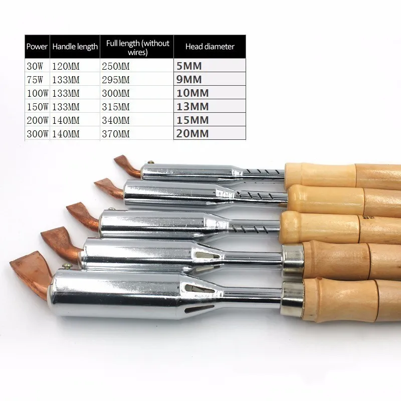 PEGASI 220V 75W 100W 150W 200W 300W Duty Electric Soldering Iron High Power Chisel Tip Soldering Iron Chisel Tip Wood Handle PEGASI 220V 75W 100W 150W 200W 300W Duty Electric Soldering Iron High Power Chisel Tip Soldering Iron Chisel Tip Wood Handle