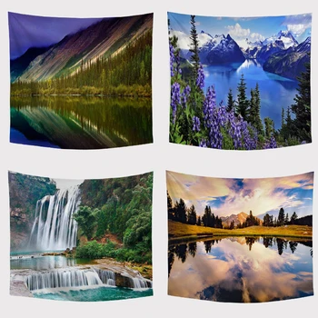 

Wholesale Custom New Nature Landscape Tapestry Plant Lake Macrame Wall Hanging Room Wall Covering Tablecloth Decoration Tapiz