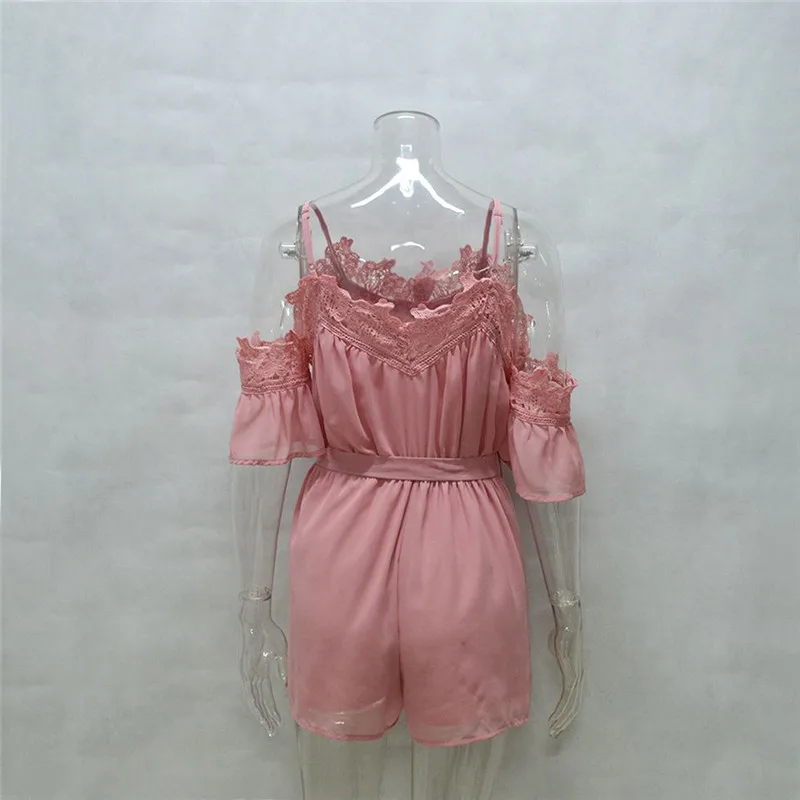 Women Off Shoulder Chiffon Bandage Mini Playsuit Summer Shorts Jumpsuit Ladies Summer Beach Leisure Loose Shorts 2019 M28# (12)