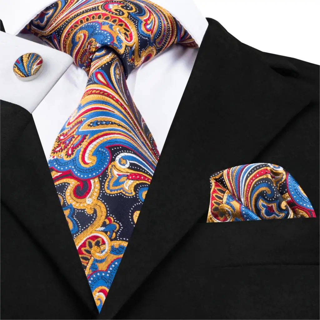 SN-1657 Fashion Silk Mens Ties Floral Paisley Jacquare Woven Ties For Men 8.5cm Formal Suit Neck Tie Square Cufflinks Necktie
