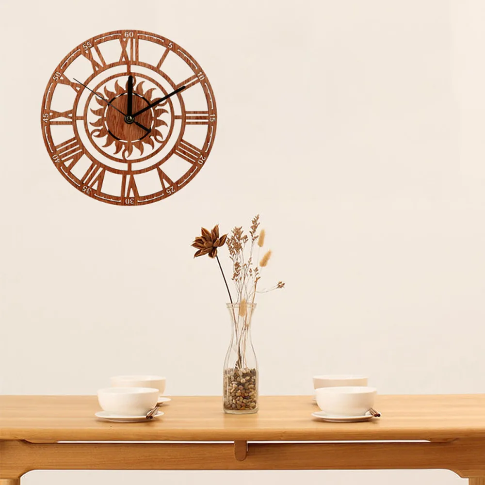 New Vintage Style Non-Ticking Silent Antique Wood Wall Clock for Home Kitchen Office Decor drop shipping