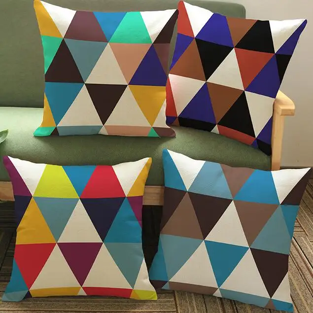 2017 Cotton Linen Cushion Covers Geometric Pillow Cases Chair Car Sofa Geometry Cushions 